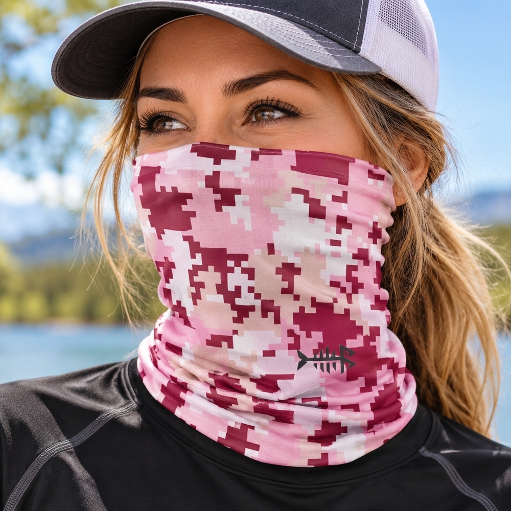 Bassdash Pink Camo Neck Gaiter Face Cover Shield Scarf Wrap One Size NWT